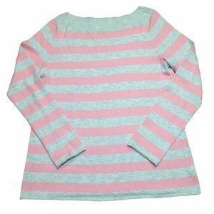 Gap Pink Gray Striped Wool Blend Sweater